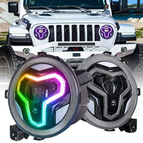 OVSAUTO JL Headlights 9 Inch RGB Headlights With Multi Function Halo