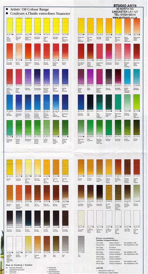 Winsor Newton Colour Chart Ponasa