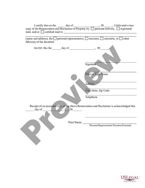 Washington Renunciation And Disclaimer Of Property Received By Intestate Succession Washington