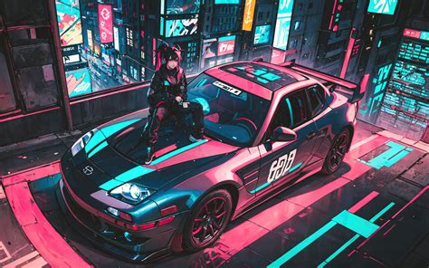 1920x1200 Anime Girl And Her Ride In A Cyberpunk Wonderland 1080P ...