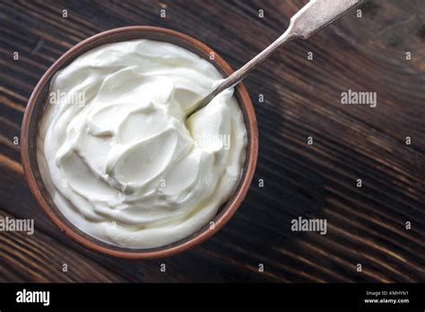 Bowl Of Greek Yogurt Stock Photo Alamy