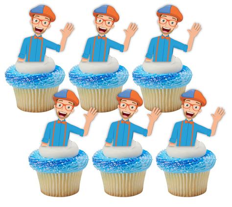 Buy 12x Blippi Edible Wafer Cupcake Cake Toppers Party Images