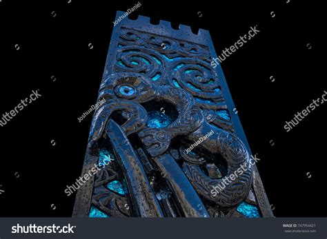 New Zealand Maori Waka Carving Isolated Stock Photo 747954421 ...