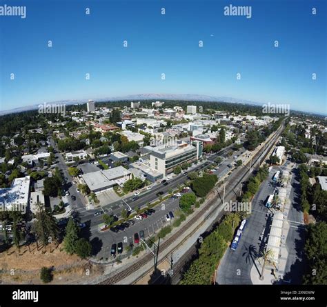 Aerial View Of Palo Alto Transit Center Served By Caltrain Rail Service