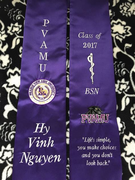 Pvamu Prairie View Texas Aandm University Graduation Stole With Etsy