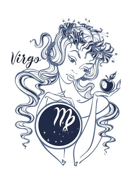 Signo Del Zodiaco Virgo Una Chica Hermosa Vector Premium