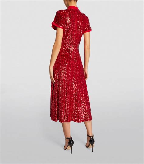 Womens Polo Ralph Lauren Red Sequinned Midi Dress Harrods Uk