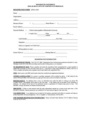 Fillable Online Monmouth Application Form Monmouth University