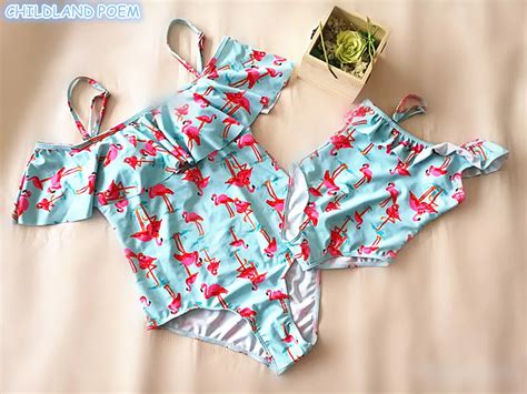 Traje de baño de flamenco para madre e hija ropa de baño a juego para Familia Bikini para mamá