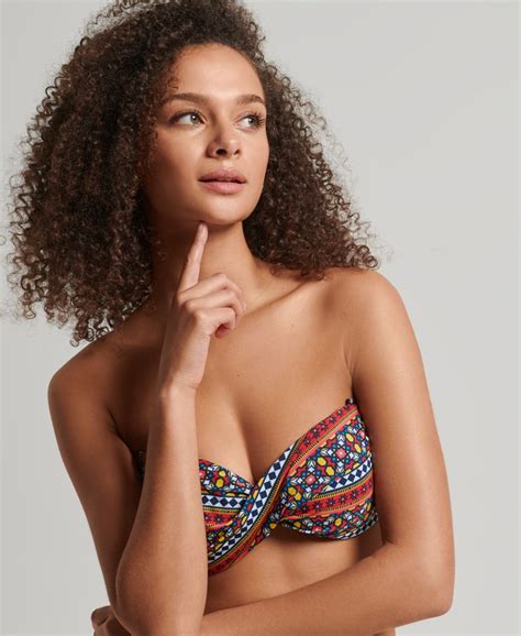 Womens Vintage Twist Bandeau Bikini Top In Multi Superdry