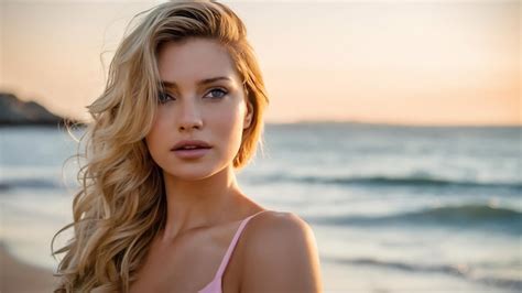 Premium Photo Close Up Portrait Of Seductive Blond Woman On Sunset Beach