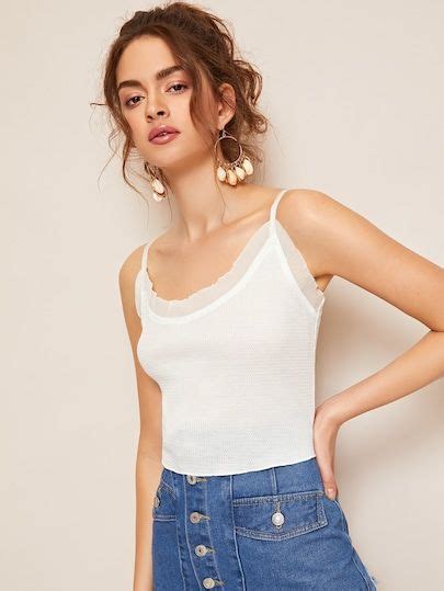 Shein Solid Form Fitting Crop Cami Top For 3 00 Cami Crop Top Cami