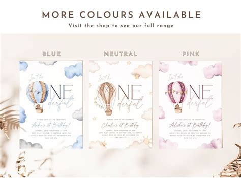 Onederful 1st Birthday Invitation Template One Derful Blue Hot Air