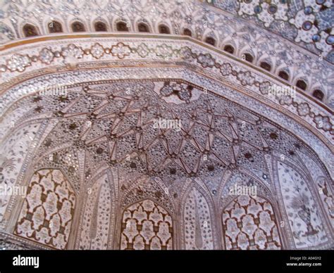 JAIPUR RAJASTHAN INDIA November Decorated Ceiling Of Sheesh Mahal