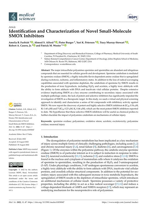 Pdf Identification And Characterization Of Novel Small Molecule Smox