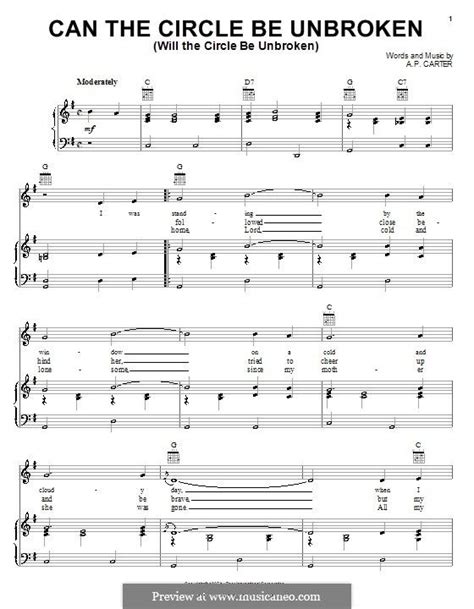 Can The Circle Be Unbroken Sheet Music For Voice And Piano By Person