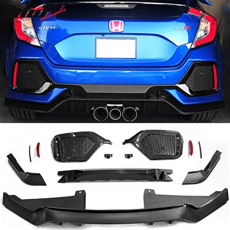 Ikon Motorsports Compatible With 17 20 Honda Civic Hatchback Type R Rear Bumper Cover Conversion