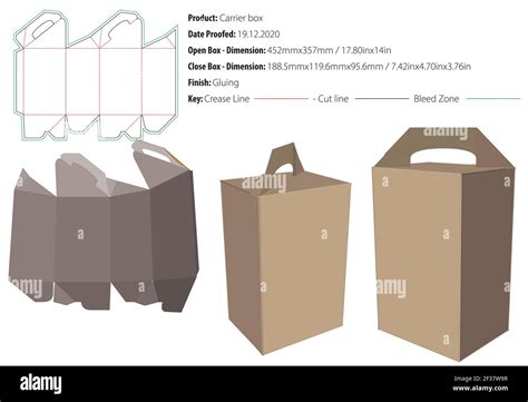 Plantilla De Dise O De Embalaje De Caja De Soporte Encolado Troquelado