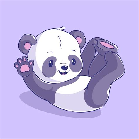 Estilo desenhado à mão dos desenhos animados do panda Vetor Premium