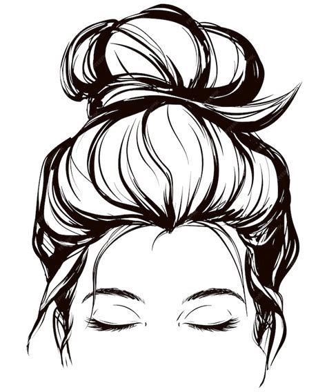 Premium Vector | Messy hair bun