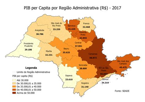 PIB das Regiões Administrativas e Regiões de Governo 2017