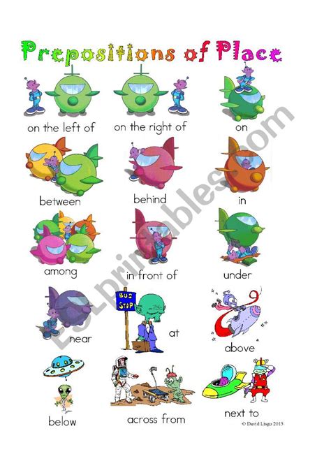 Prepositions Of Place Posters Wheres The Alien ESL Worksheet By