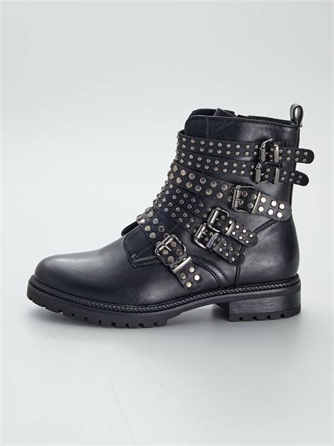 Boots Montantes Clous Noir Kiabi