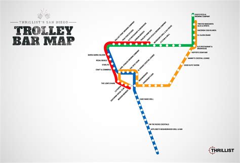 Trolley Bar Map San Diego Diego San Diego Travel