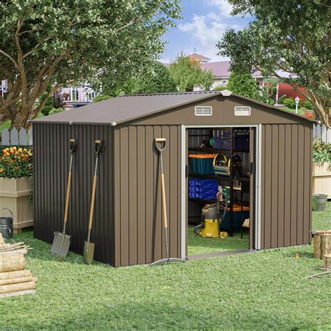 Outsunny 4' x 8' Metal Outdoor Storage Shed, Lean to Storage Shed ... 