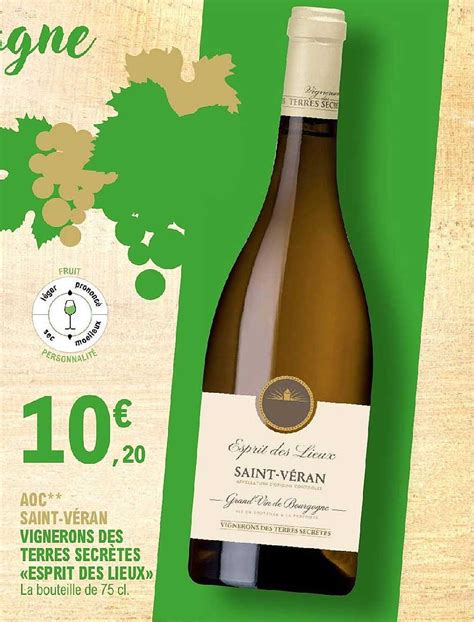 Promo Aoc Saint véran Vignerons Des Terres Secrètes esprit Des Lieux