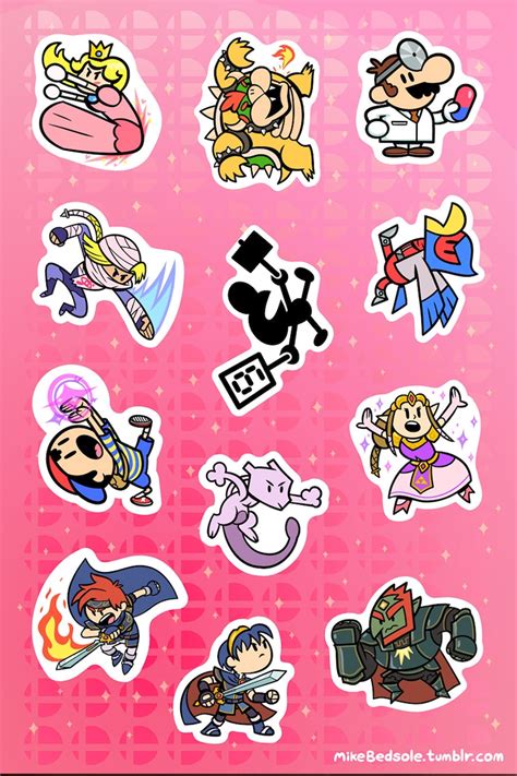 Super Smash Bros X Sticker Sheet Etsy