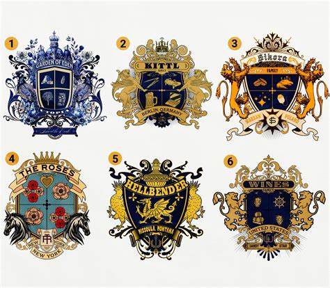custom family crest logo design heraldic coat  arms digital files