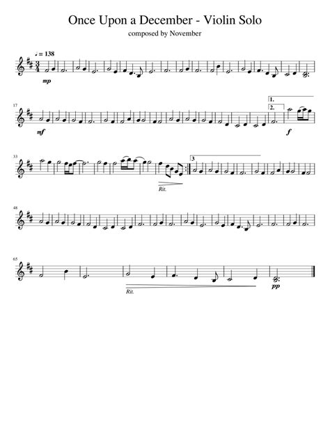 Once Upon A December Violin Sheet Music For Violin Solo