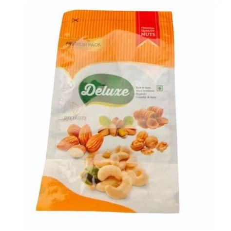 Printed Glossy Dry Fruits Packaging Pouch Heat Sealed Capacity 2 Kg