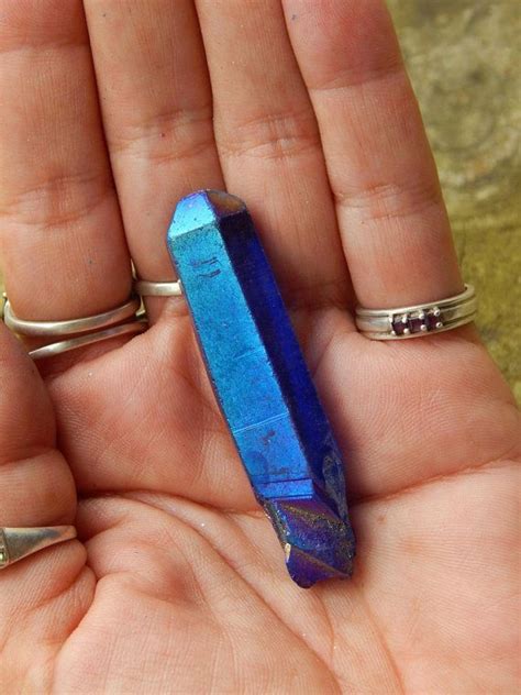 Indigo Blue Aura Quartz Point Titanium Coated Quartz Crystal Etsy