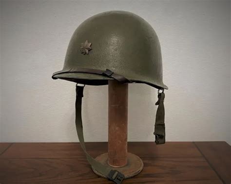 Original Wwii Korean War Era Us M1 Helmet W Soldered Major Rank