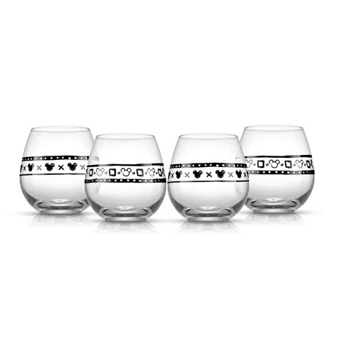 Joyjolt® Disney® 15oz Geo Picnic Mickey Mouse Stemless Wine Glass Set 4ct Michaels