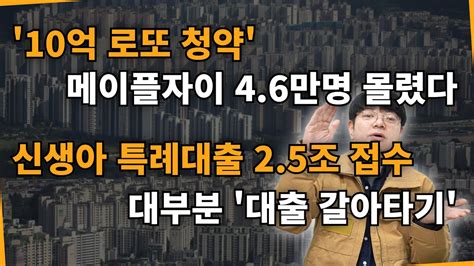 10억 로또 청약 메이플자이 46만명 몰렸다 신생아 특례대출 25조 접수 대부분 대출 갈아타기 부동산 이슈 5