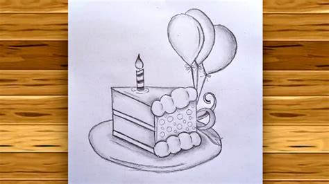 How To Draw Cake With Balloonpencil Drawingart By Sameem Youtube