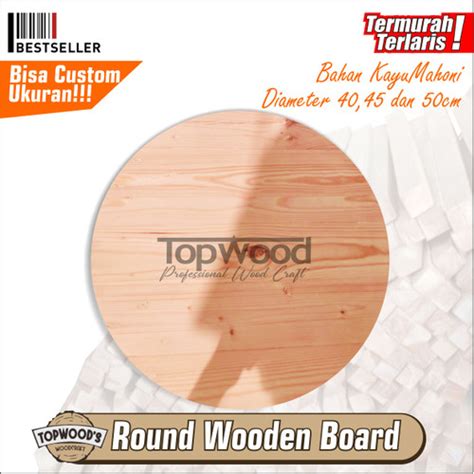 Jual Round Wood Kayu Bulat 45Cm Talenan Nampan Papan Kayu Bulat Daun