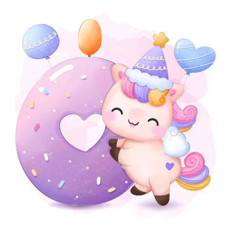 Premium Vector Cute Unicorns Birthday Party Illustration