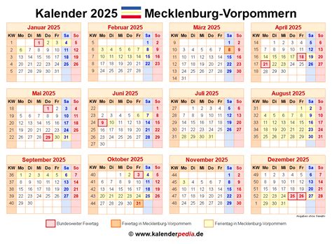 Kalender Mecklenburg Vorpommern Ferien Feiertage Excel Vorlagen