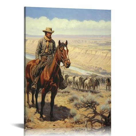 COMIO Western Cowboy Canvas Wall Art Prints Vintage Posters American