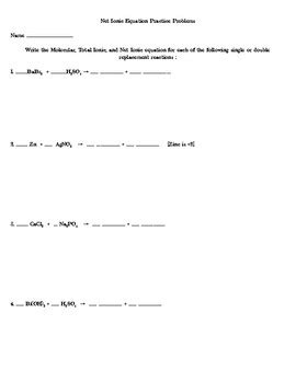 Net Ionic Equation Worksheet Pdf – Kidsworksheetfun