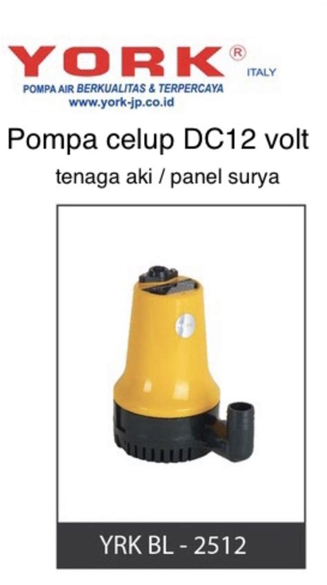 YORK YRK BP 2512 Pompa Celup DC 12 Volt Tenaga Aki Solar Cell Panel