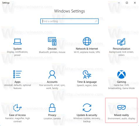 Add Or Remove Mixed Reality From Settings In Windows