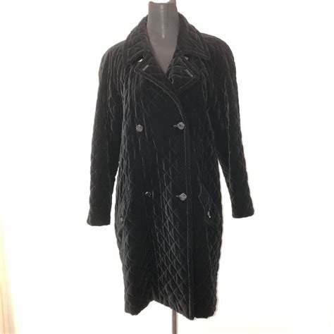 Vtg Escada Black Velvet Quilted Coat 1990 S Size 42 Fits Like L XL In