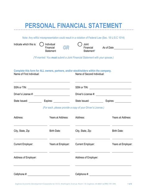 Free Printable Personal Financial Statement Templates Pdf Word Excel