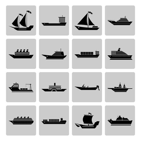 Ship And Boats Icons Set Vector Art At Vecteezy