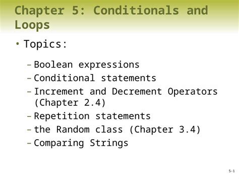 PPT 5 1 Chapter 5 Conditionals And Loops Topics Boolean